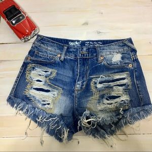 Mossimo Stitch Destroyed Denim Shorts